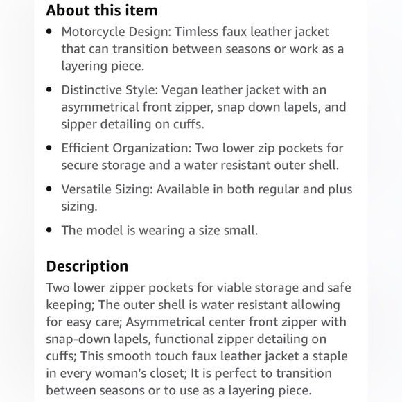 ⭐️SALE⭐️ Levi Strauss Faux Leather Moto Jacket - Picture 6 of 8